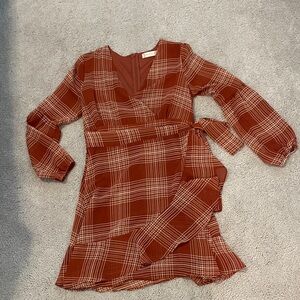 Altar'd State Rust Plaid Dress